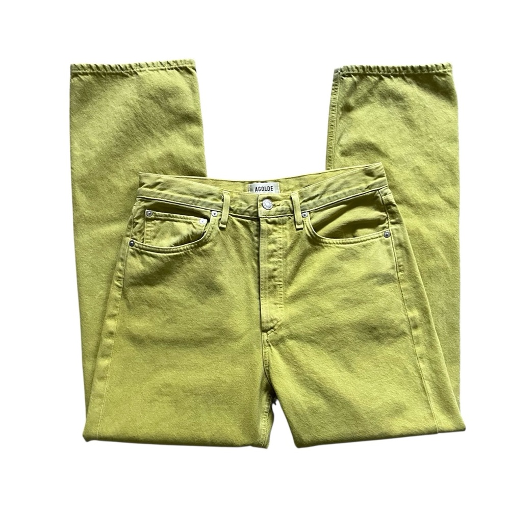 Agolde 90s Jeans Matcha Green Loose Fit Button Fly Straight Leg High Rise Sz 28 - Picture 4 of 16